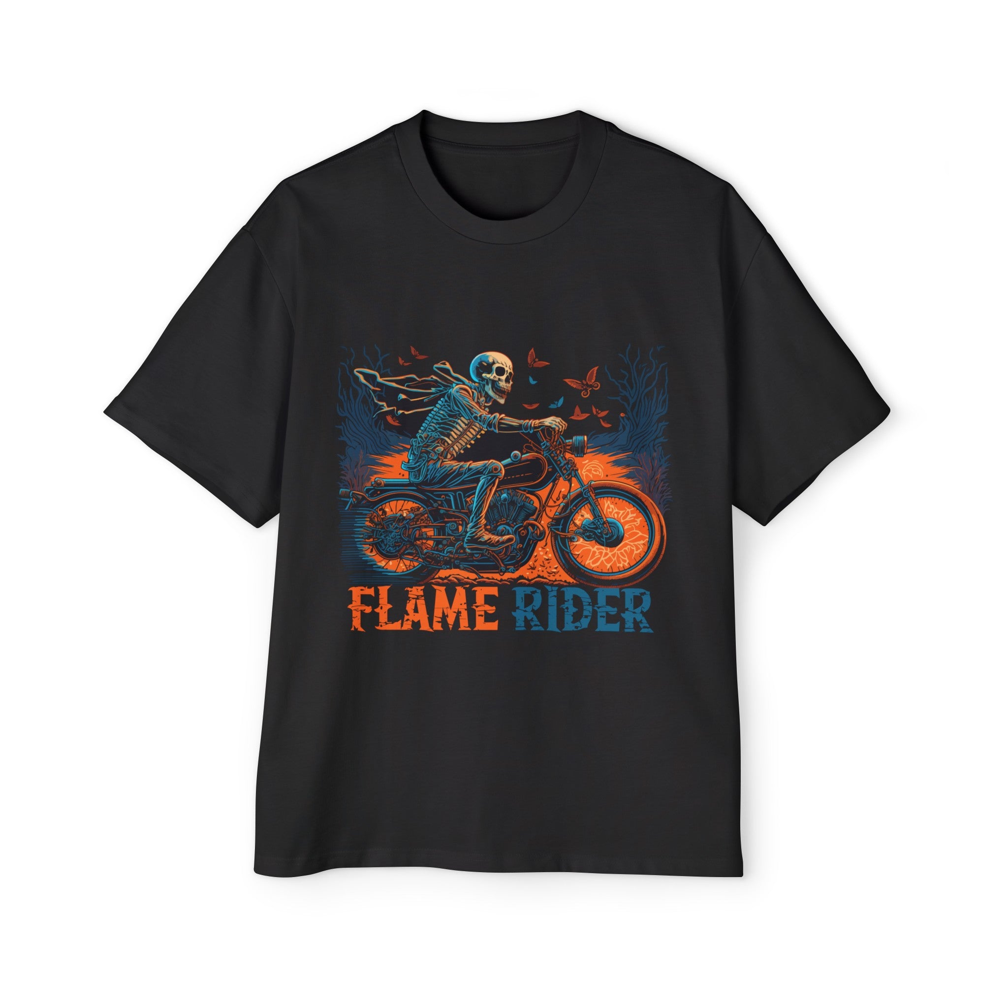 Skeleton Flame Rider Graphic Tee-INNBLAC Fashion Apparel