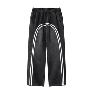 Arc Stripe Thick Baggy Sweatpants-INNBLAC Fashion Apparel