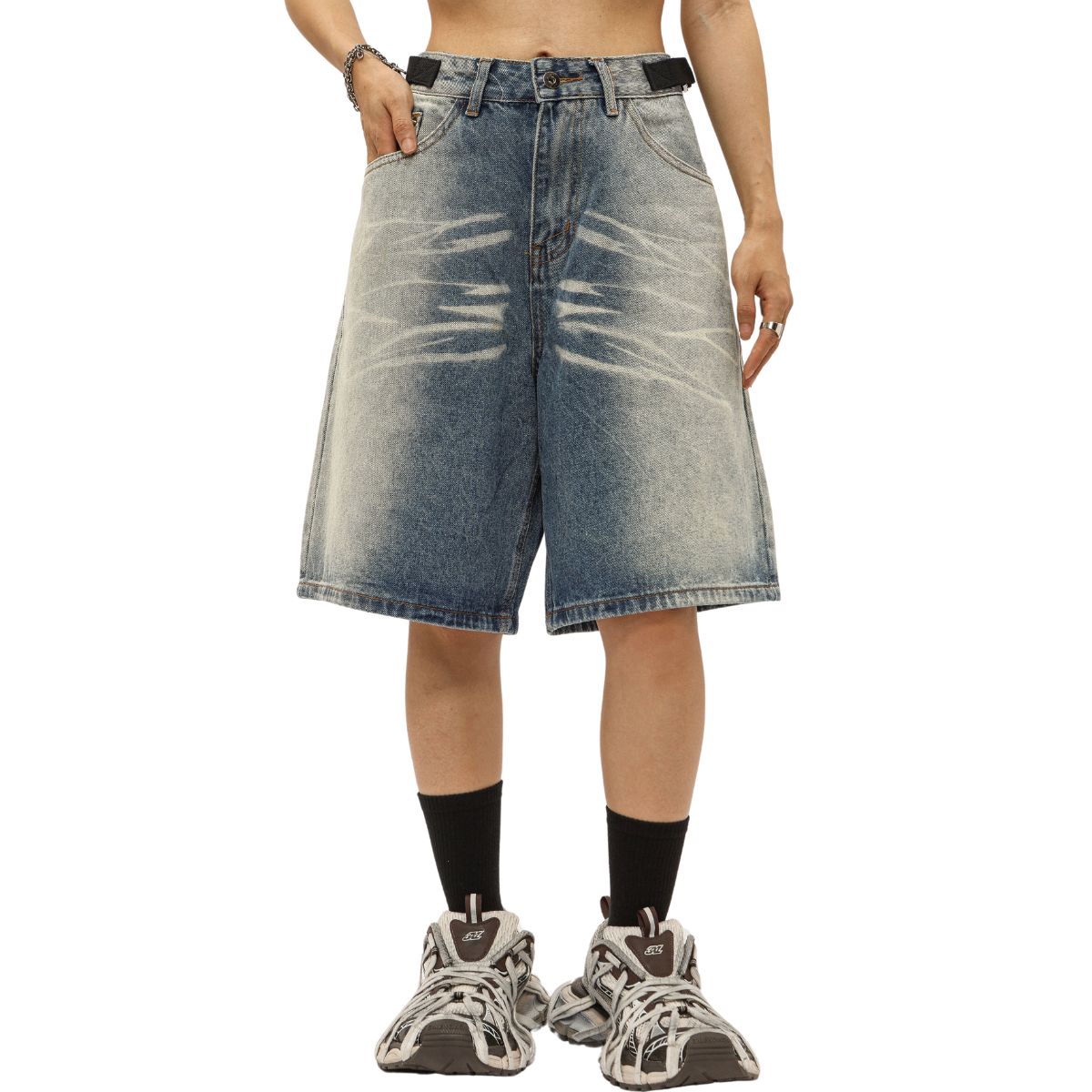 Vintage Washed Denim Jorts-INNBLAC Fashion Apparel