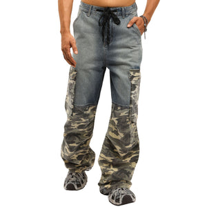 Vintage Cargo Camouflage Patchwork Jeans-INNBLAC Fashion Apparel