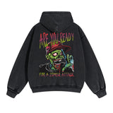 Zombies Graphic Double Slider Zip Hoodie-INNBLAC Fashion Apparel