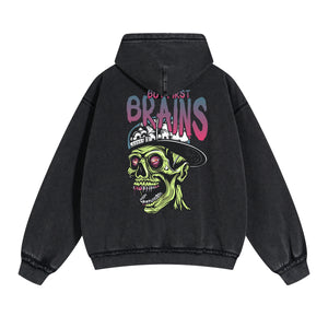 Zombies Graphic Double Slider Zip Hoodie-INNBLAC Fashion Apparel