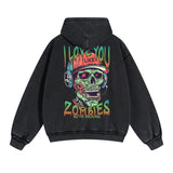 Zombies Graphic Double Slider Zip Hoodie-INNBLAC Fashion Apparel