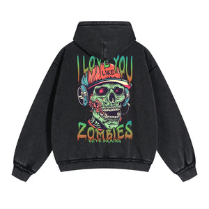 Zombies Graphic Double Slider Zip Hoodie-INNBLAC Fashion Apparel