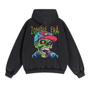 Zombies Graphic Double Slider Zip Hoodie-INNBLAC Fashion Apparel