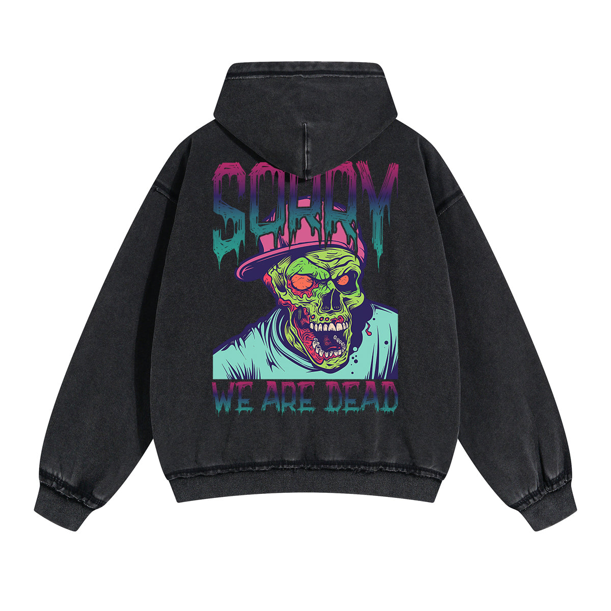 Zombies Graphic Double Slider Zip Hoodie-INNBLAC Fashion Apparel