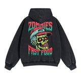 Zombies Graphic Double Slider Zip Hoodie-INNBLAC Fashion Apparel