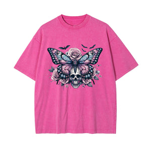 Gothic Butterfly Skull Art Graphic Tee-INNBLAC Fashion Apparel