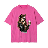 Stylish Lady With Coffee Graphic Tee-INNBLAC Fashion Apparel